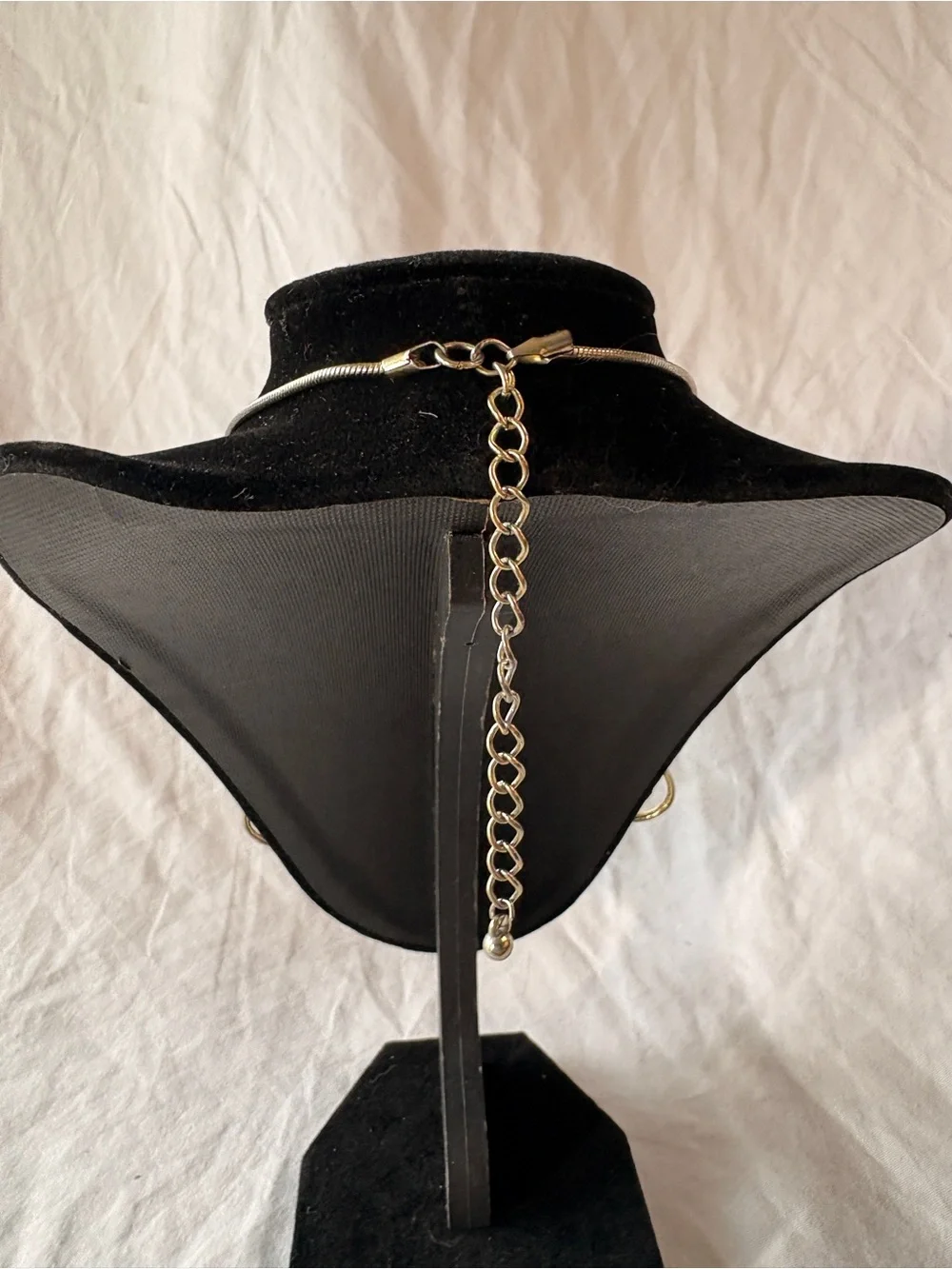 Gold-tone Statement Necklace with Black Cabochon Accents